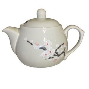 Japanese White Cherry Blossom Small Tea Pot